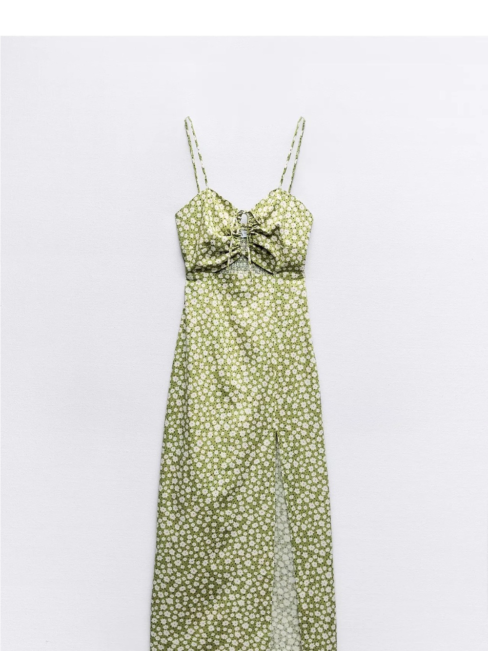 Green Floral Tie-Front Slip Dress